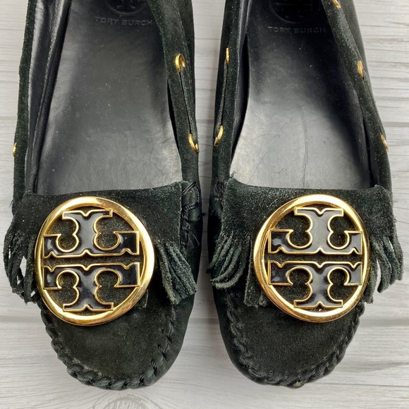 Tory Burch Black Alexandra Logo Moccasins Size 7 - Picture 7 of 8